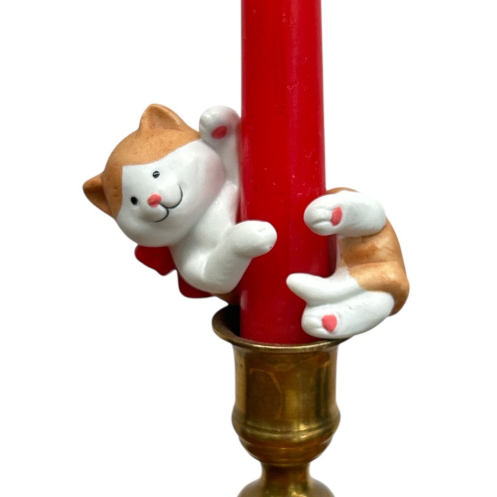 Vintage Applause Porcelain Cat Candle Hugger One Piece Original Box And Candle